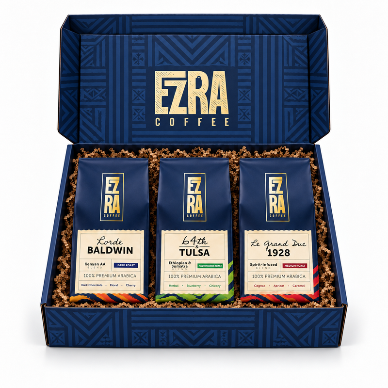 Open Ezra gift box with Lorde Baldwin, 64th & Tulsa and Le Grand Duc 1928